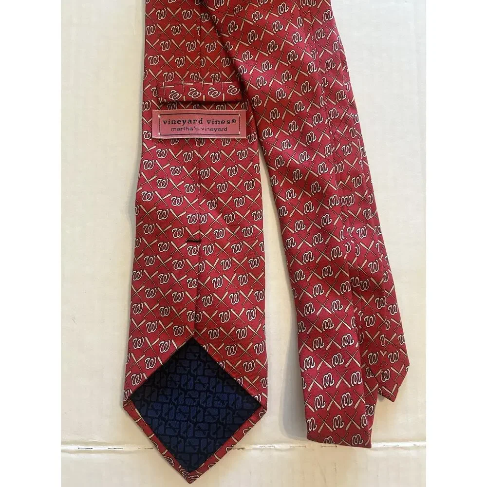 Vineyard Vines Washington Nationals Baseball Red Silk Tie 3.5” Custom Collection